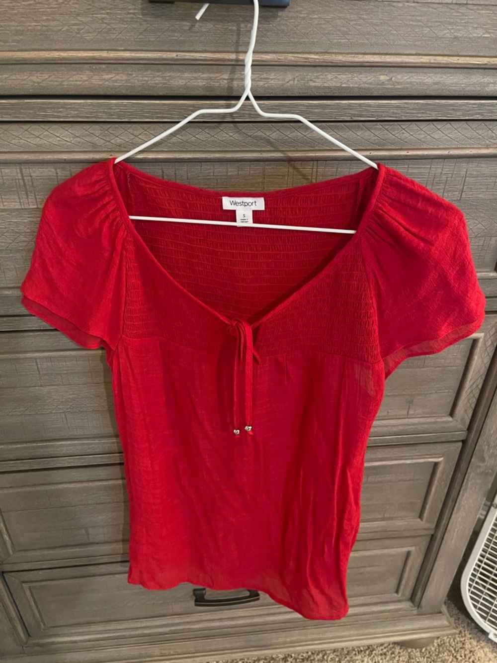 Westport Bright Red Short Sleeve Tie-Front Top